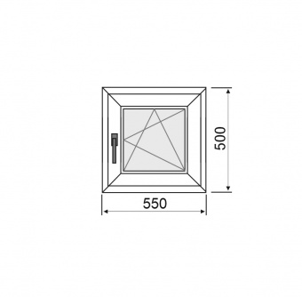 Окно ПВХ 550х500 (пов.-отк., СП32 мм, белое) (Фото интернет-магазина Профиль-Сервис)