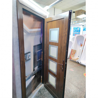 Дверь ПВХ 900х2100 (декоративный сэндвич INOX-010-NB), Орех (Фото интернет-магазина Профиль-Сервис)